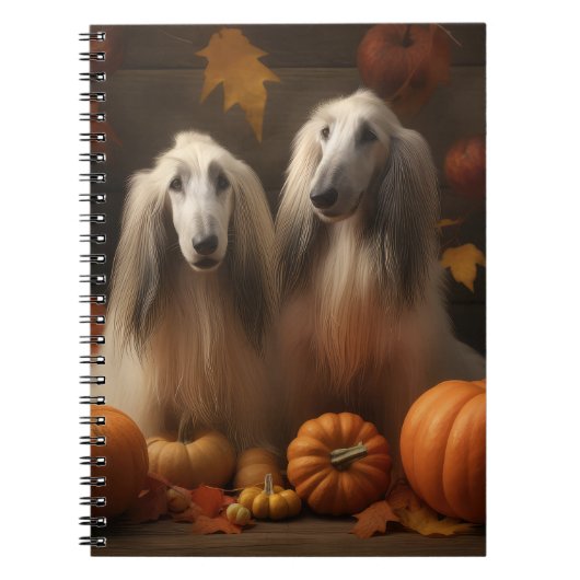 Afghaanse hond Puppy Herfst Delight Pompoen Notitieboek (Voorkant)