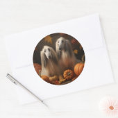 Afghaanse hond Puppy Herfst Delight Pompoen Ronde Sticker (Envelop)