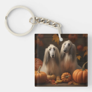 Afghaanse hond Puppy Herfst Delight Pompoen Sleutelhanger