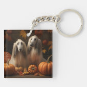 Afghaanse hond Puppy Herfst Delight Pompoen Sleutelhanger (Achterkant)