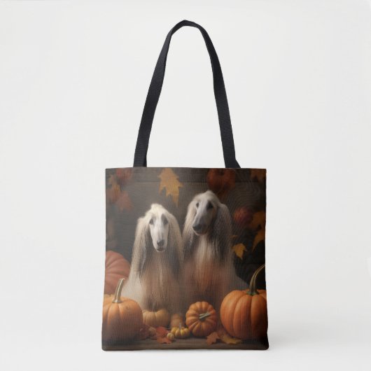 Afghaanse hond Puppy Herfst Delight Pompoen Tote Bag (Voorkant)