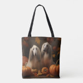 Afghaanse hond Puppy Herfst Delight Pompoen Tote Bag (Achterkant)