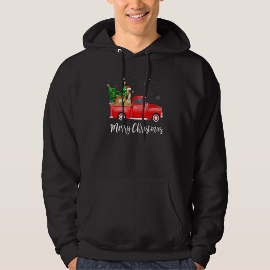 Afghaanse hond Riding Red Truck kerst Hoodie (Voorkant)
