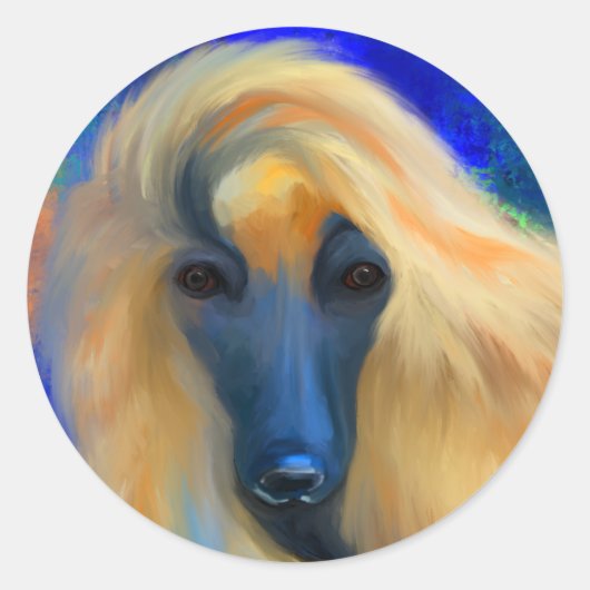 Afghaanse Hond Ronde Sticker (Voorkant)