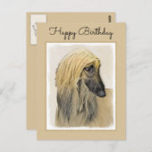 Afghaanse hond schilderen - Kute Original Dog Art Briefkaart (Voorkant / Achterkant)