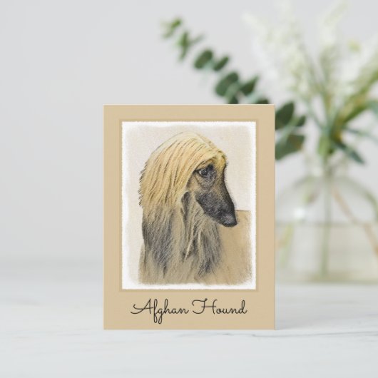 Afghaanse hond schilderen - Kute Original Dog Art Briefkaart (Staand voorkant)