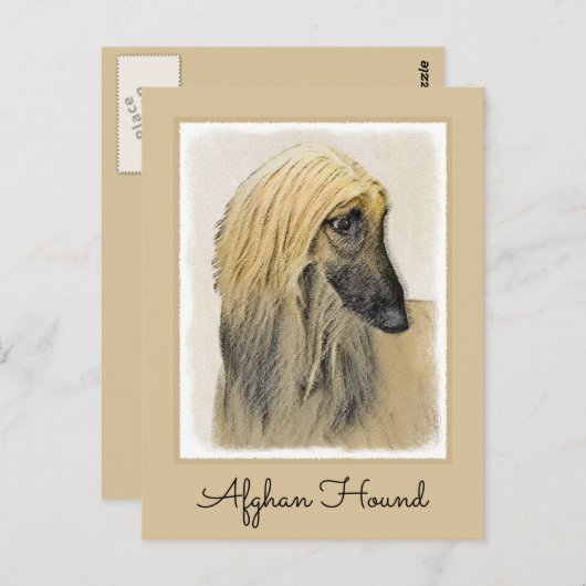 Afghaanse hond schilderen - Kute Original Dog Art Briefkaart (Voorkant / Achterkant)