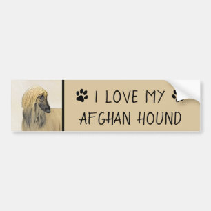 Afghaanse hond schilderen - Kute Original Dog Art Bumpersticker