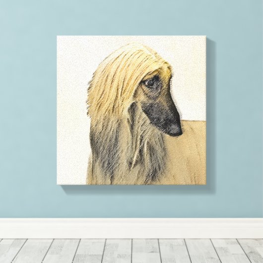 Afghaanse hond schilderen - Kute Original Dog Art Canvas Afdruk (Insitu (Houten vloer))