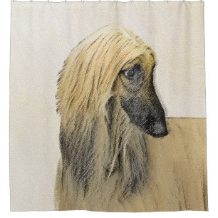Afghaanse hond schilderen - Kute Original Dog Art Douchegordijn
