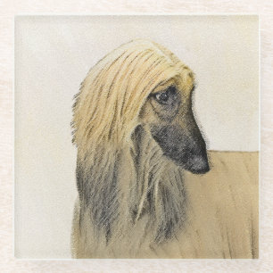 Afghaanse hond schilderen - Kute Original Dog Art Glazen Onderzetter