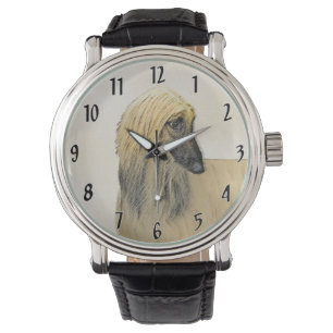 Afghaanse hond schilderen - Kute Original Dog Art Horloge