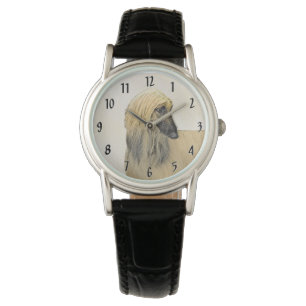 Afghaanse hond schilderen - Kute Original Dog Art Horloge
