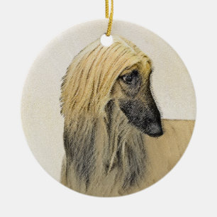 Afghaanse hond schilderen - Kute Original Dog Art Keramisch Ornament