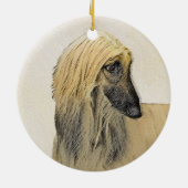 Afghaanse hond schilderen - Kute Original Dog Art Keramisch Ornament (Achterkant)