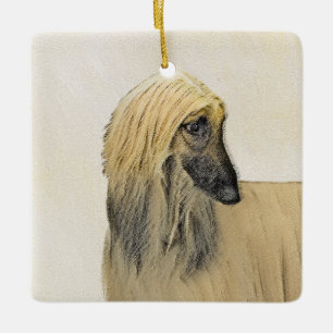 Afghaanse hond schilderen - Kute Original Dog Art Keramisch Ornament