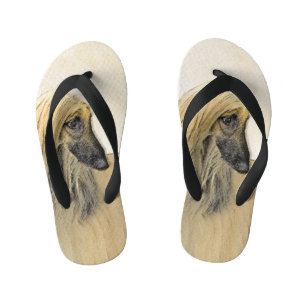 Afghaanse hond schilderen - Kute Original Dog Art Kinder Teenslippers