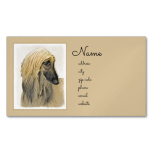 Afghaanse hond schilderen - Kute Original Dog Art Magnetisch Visitekaartje