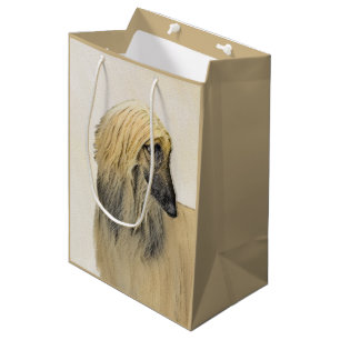 Afghaanse hond schilderen - Kute Original Dog Art Medium Cadeauzakje