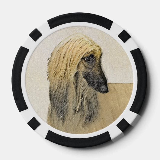 Afghaanse hond schilderen - Kute Original Dog Art Poker Chips (Achterkant)