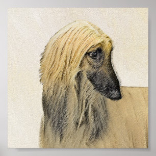 Afghaanse hond schilderen - Kute Original Dog Art Poster