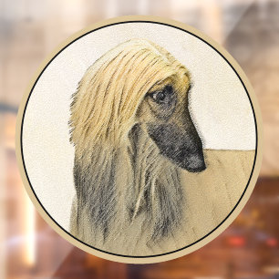 Afghaanse hond schilderen - Kute Original Dog Art Raamsticker