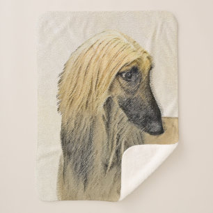 Afghaanse hond schilderen - Kute Original Dog Art Sherpa Deken