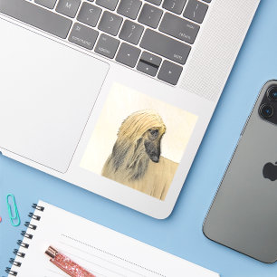 Afghaanse hond schilderen - Kute Original Dog Art Sticker