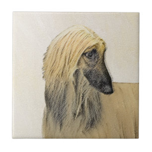 Afghaanse hond schilderen - Kute Original Dog Art Tegeltje
