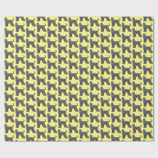 Afghaanse Hond Silhouet Grid Geel Cadeaupapier (Vlak)