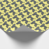 Afghaanse Hond Silhouet Grid Geel Cadeaupapier (Hoek)