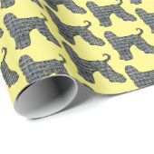 Afghaanse Hond Silhouet Grid Geel Cadeaupapier (Rol Hoek)