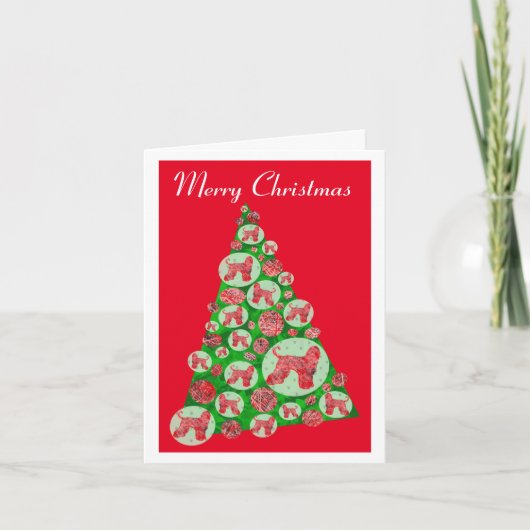 Afghaanse Hond Silhouet Kerstboom Rood Kaart (Voorkant)