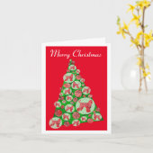 Afghaanse Hond Silhouet Kerstboom Rood Kaart (Gele Bloem)