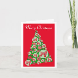 Afghaanse Hond Silhouet Kerstboom Rood Kaart