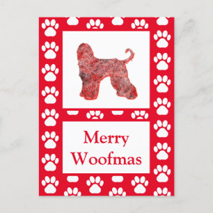 Afghaanse Hond Silhouet Rood Vrolijk Kerstfeest Briefkaart