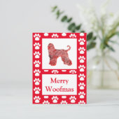 Afghaanse Hond Silhouet Rood Vrolijk Kerstfeest Briefkaart (Staand voorkant)