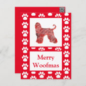 Afghaanse Hond Silhouet Rood Vrolijk Kerstfeest Briefkaart (Voorkant / Achterkant)