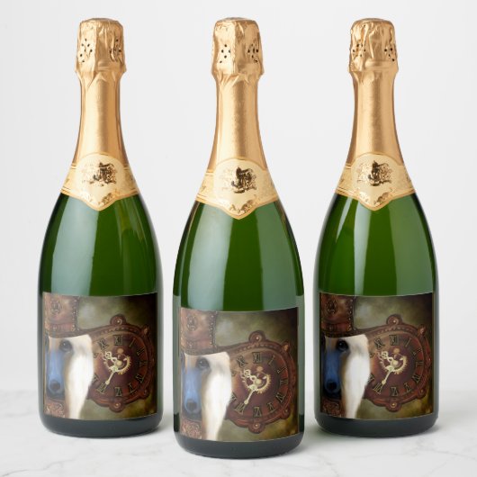 Afghaanse hond sparkling wijnetiket (Flessen)