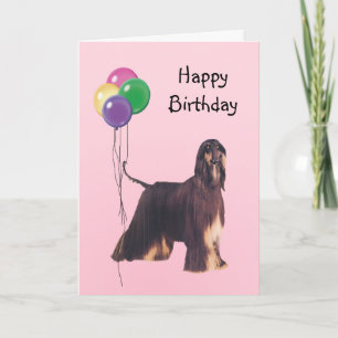 Afghaanse hond, verjaardagsballonnen kaart