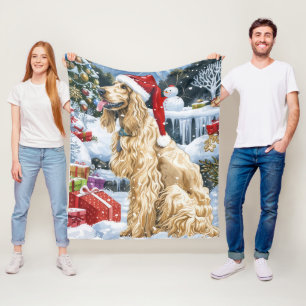 Afghaanse hond Winter Wonderland Kerstvreugde Fleece Deken