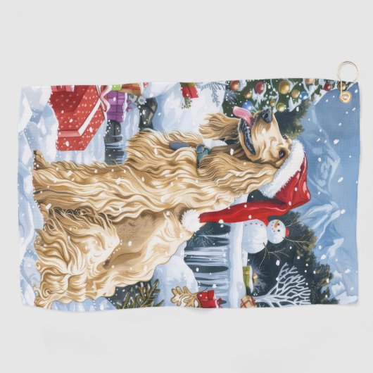 Afghaanse hond Winter Wonderland Kerstvreugde Golfhanddoek (Horizontaal)