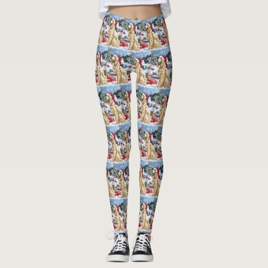 Afghaanse hond Winter Wonderland Kerstvreugde Leggings (Voorkant)