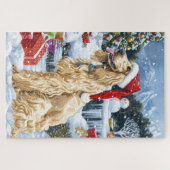 Afghaanse hond Winter Wonderland Kerstvreugde Legpuzzel (Horizontaal)