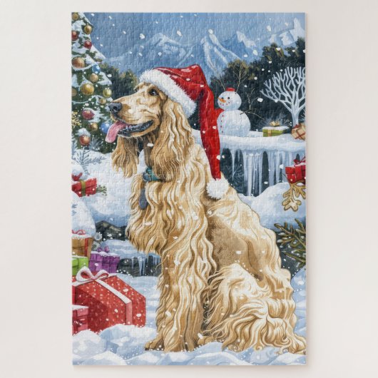 Afghaanse hond Winter Wonderland Kerstvreugde Legpuzzel (Verticaal)