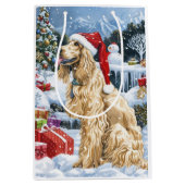 Afghaanse hond Winter Wonderland Kerstvreugde Medium Cadeauzakje (Voorkant)