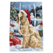 Afghaanse hond Winter Wonderland Kerstvreugde Medium Cadeauzakje (Achterkant)