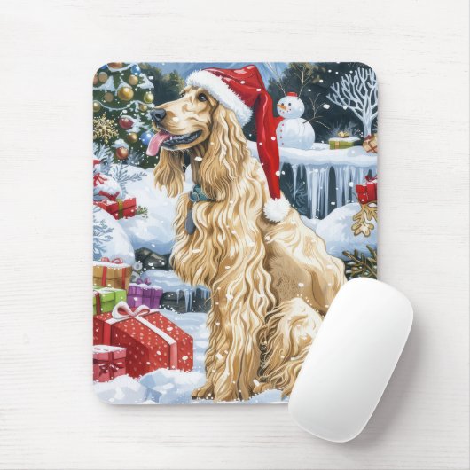 Afghaanse hond Winter Wonderland Kerstvreugde Muismat (Met muis)