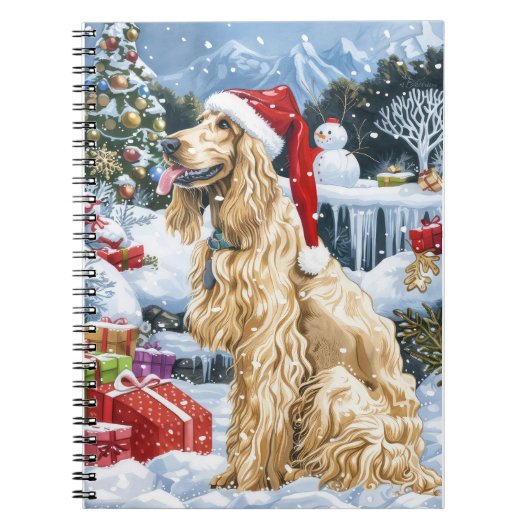 Afghaanse hond Winter Wonderland Kerstvreugde Notitieboek (Voorkant)