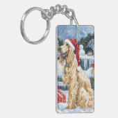 Afghaanse hond Winter Wonderland Kerstvreugde Sleutelhanger (Voorkant Links)
